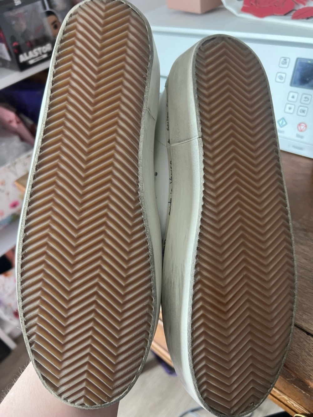 Golden Goose White Leather Sneakers with Pink Laces and Pink Glitter Star Accent - Picture 7 of 13